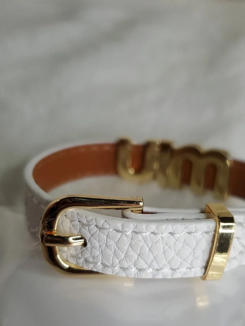Fashion Jewelry White  Bracelet with Gold Logo Accents